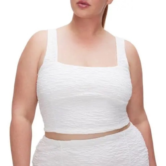 NWOT Good American scrunched crop tank in cloud Size Medium - Picture 5 of 8